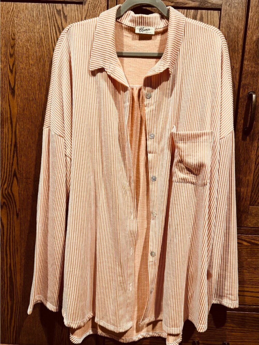 Striped Button-Up Long Sleeve Shirt Lightweight Fabric 3XL Blumin Apparel Polyes